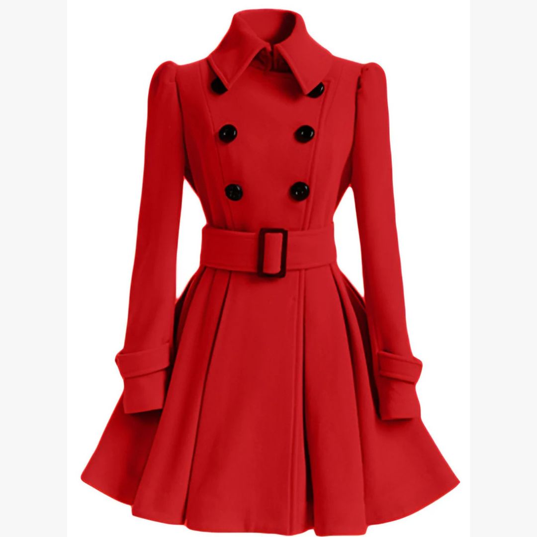 Manteau Femme Chocolat Boutons Cordon de Taille Réglable