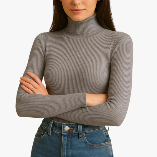 Pull col roulé élégant femme gris foncé - LuxeStyle