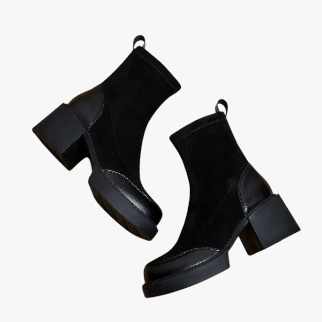 Bottes Chelsea Élégantes Femmes en Cuir Noir