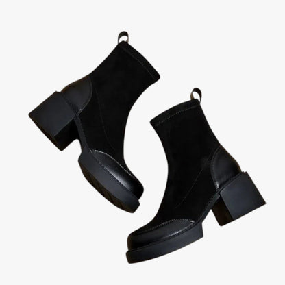 Bottes Chelsea Élégantes Femmes en Cuir Noir