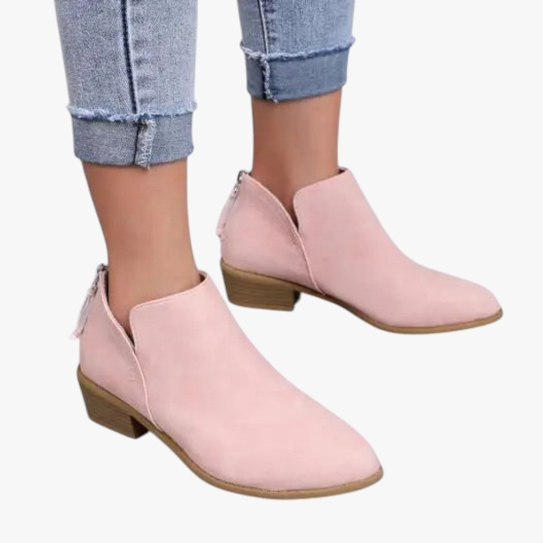 Bottines Femmes Noir Cuir Talon Plat