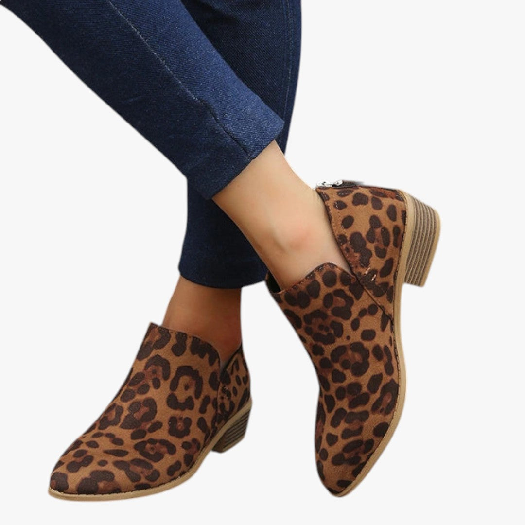 Bottines Femmes Noir Cuir Talon Plat