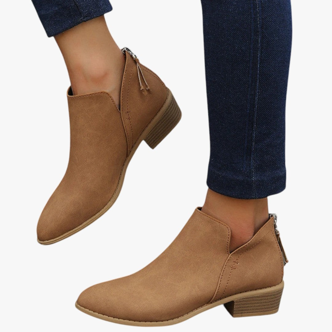 Bottines Femmes Noir Cuir Talon Plat