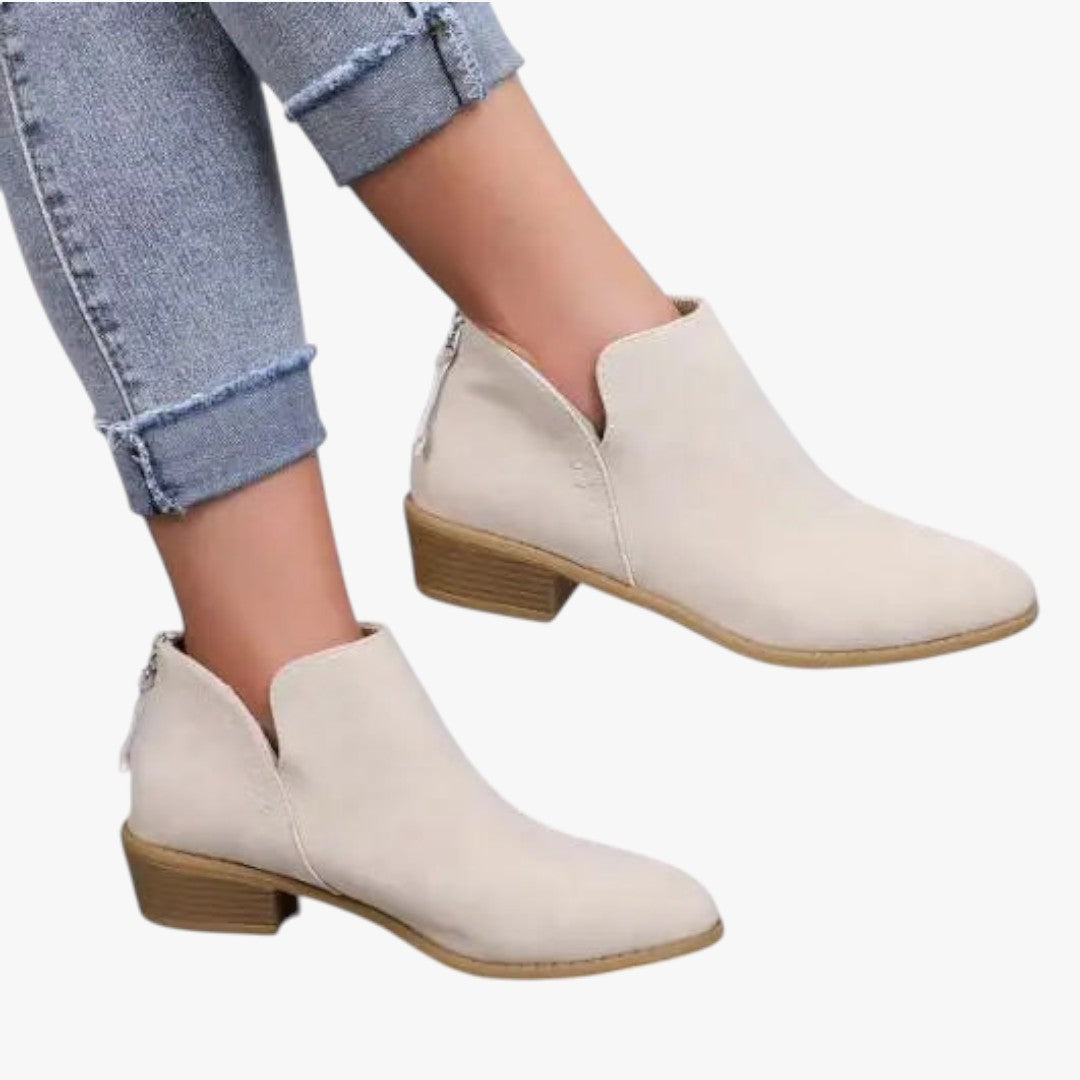 Bottines Femmes Noir Cuir Talon Plat