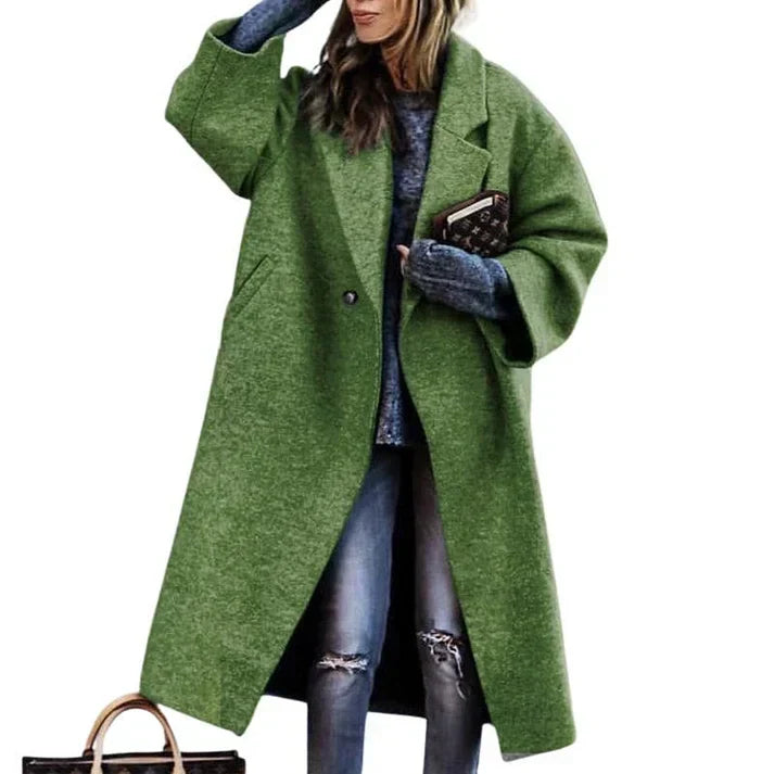 Manteau Femme Élégant Long – Fermeture Éclair et Ceinture Réglable
