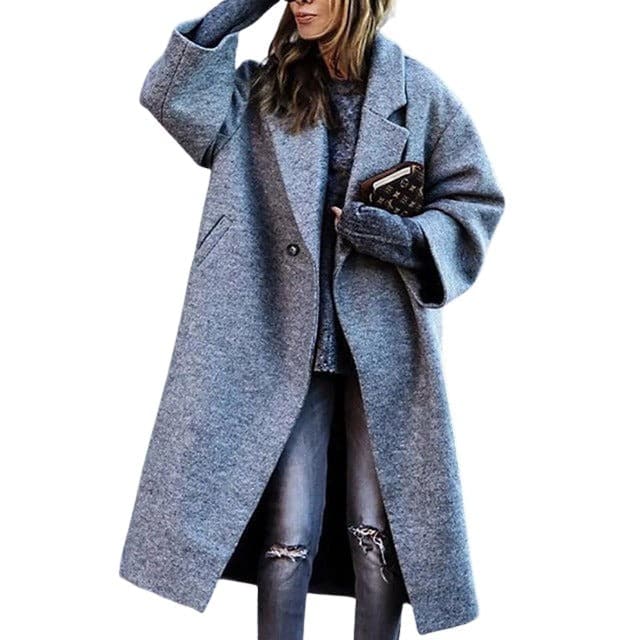 Manteau Femme Élégant Long – Fermeture Éclair et Ceinture Réglable