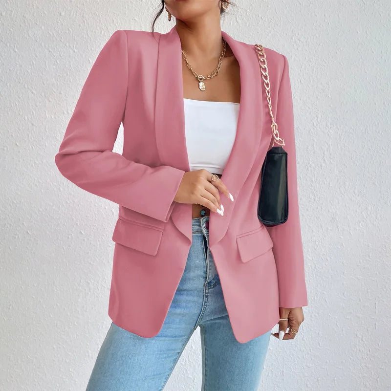 Veste Femme Rose Vif avec Sac à Chaîne Noir Élégant - LuxeStyle