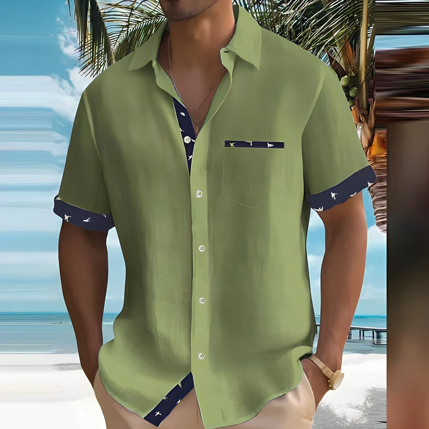 Chemise Homme Décontractée Lin Été