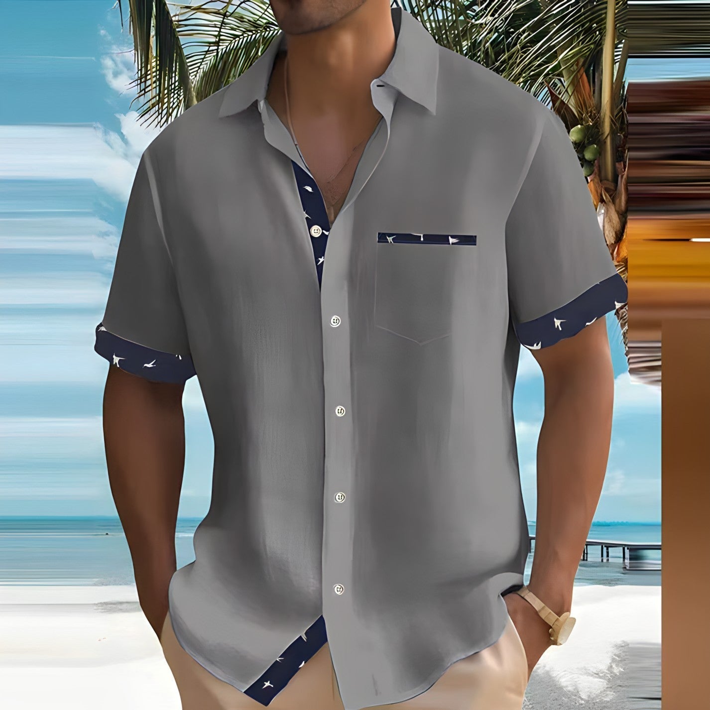Chemise Homme Été Manches Courtes Imprimée