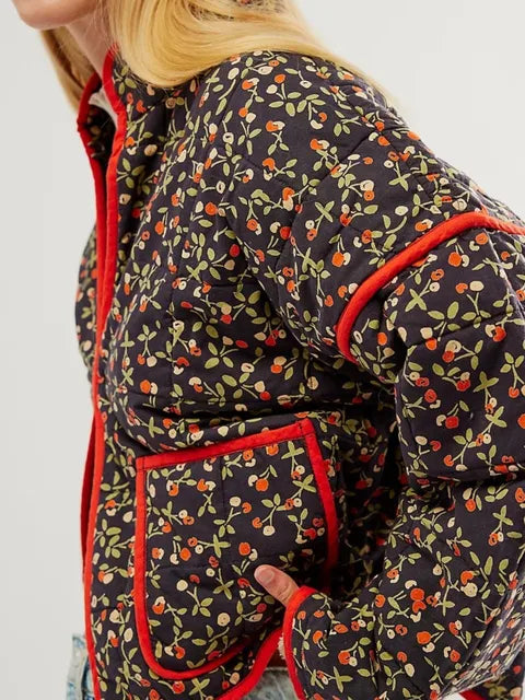 Veste Hiver Chic Fleurs pour Femme