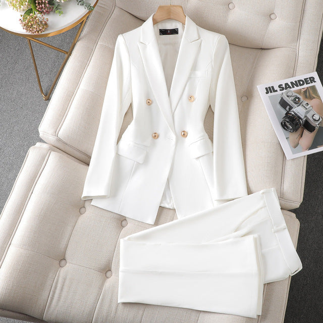 Blazer Féminin Blanc Classique 2 Boutons