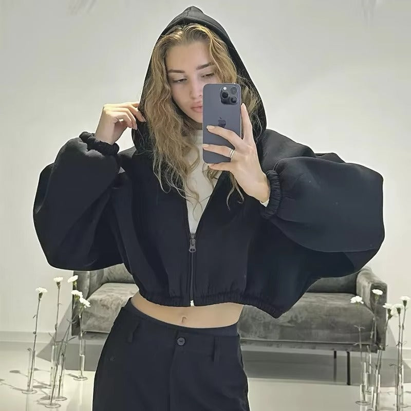 Sweat à Capuche Féminin Court Chic