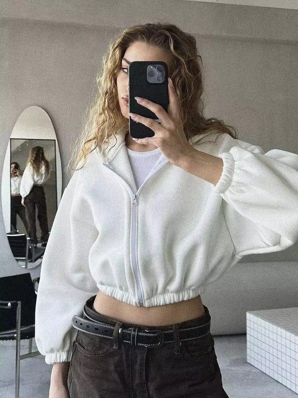 Sweat à Capuche Féminin Court Chic