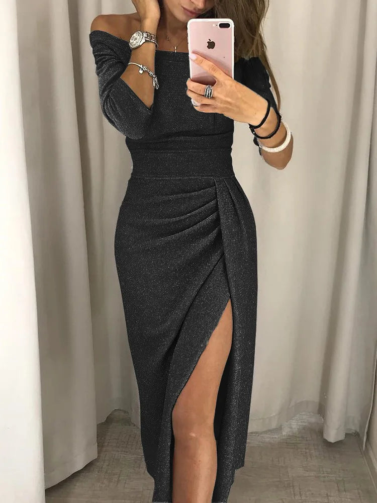 Robe Chic Céleste Femme Taille Mi-Longue