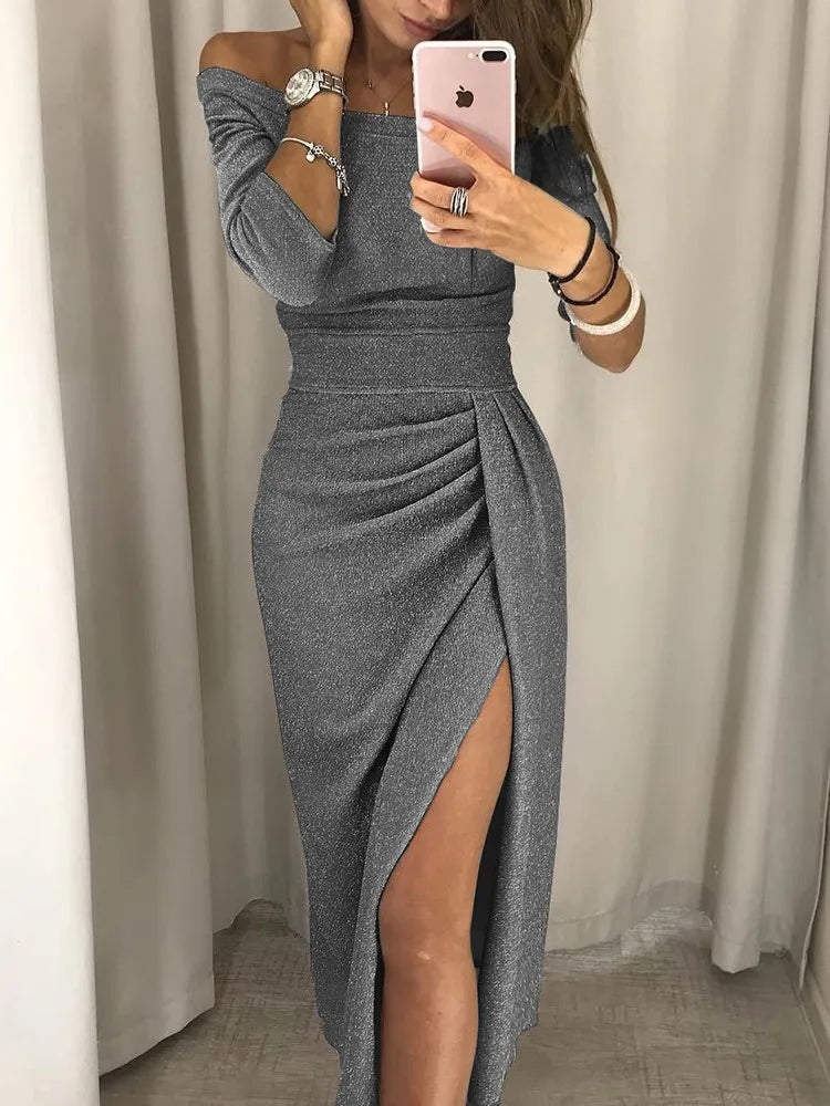 Robe Chic Céleste Femme Taille Mi-Longue
