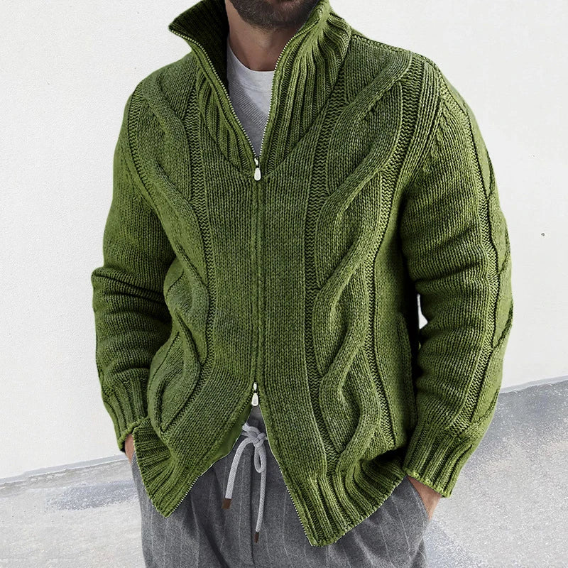 Gilet en laine épais vert foncé pour homme hiver