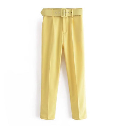 Pantalon Confort Femme Taille Élevée avec Ceinture Élastique