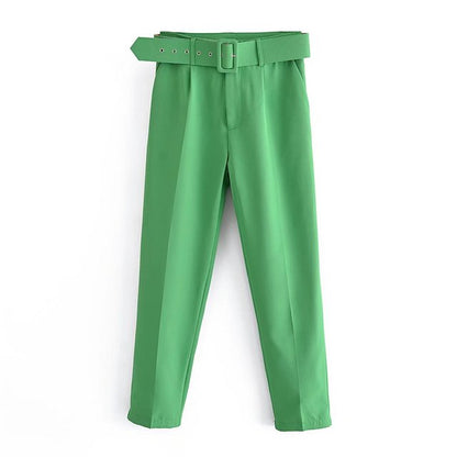 Pantalon Confort Femme Taille Élevée avec Ceinture Élastique