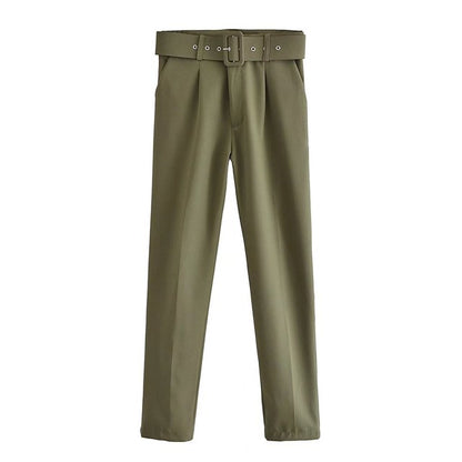 Pantalon Confort Femme Taille Élevée avec Ceinture Élastique