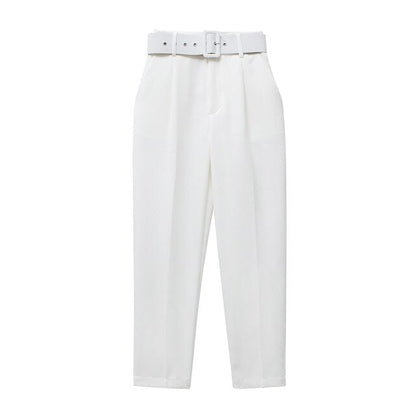 Pantalon Confort Femme Taille Élevée avec Ceinture Élastique