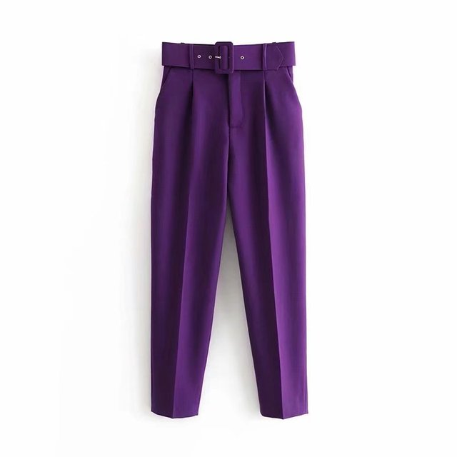 Pantalon Confort Femme Taille Élevée avec Ceinture Élastique