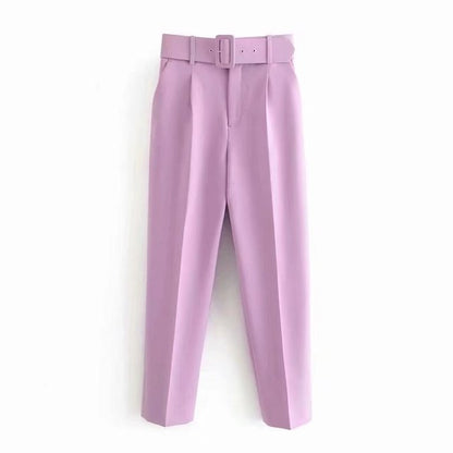 Pantalon Confort Femme Taille Élevée avec Ceinture Élastique