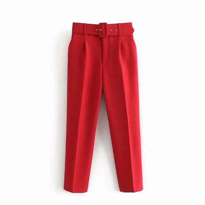 Pantalon Confort Femme Taille Élevée avec Ceinture Élastique