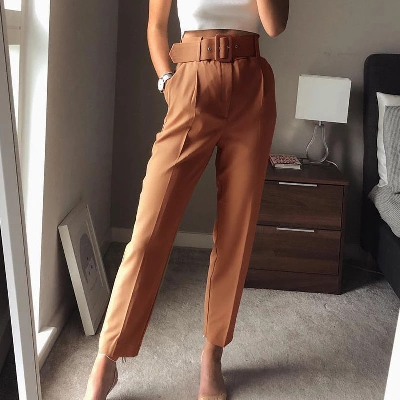 Pantalon Confort Femme Taille Élevée avec Ceinture Élastique - LuxeStyle
