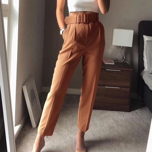 Pantalon Confort Femme Taille Élevée avec Ceinture Élastique - LuxeStyle