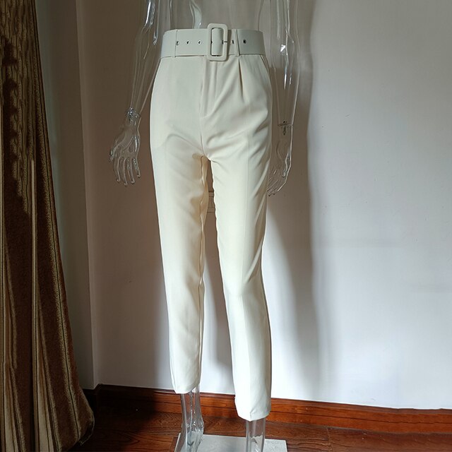 Pantalon Confort Femme Taille Élevée avec Ceinture Élastique