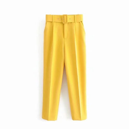 Pantalon Confort Femme Taille Élevée avec Ceinture Élastique