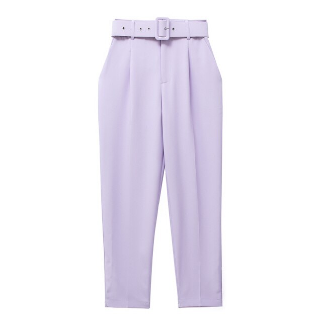 Pantalon Confort Femme Taille Élevée avec Ceinture Élastique