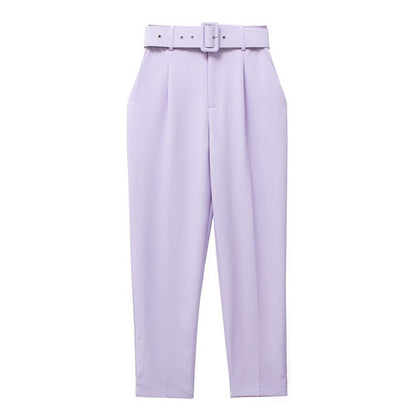 Pantalon Confort Femme Taille Élevée avec Ceinture Élastique