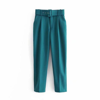 Pantalon Confort Femme Taille Élevée avec Ceinture Élastique