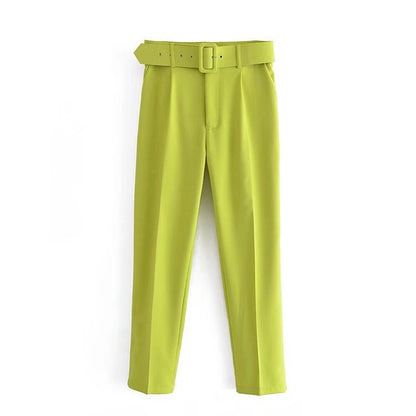 Pantalon Confort Femme Taille Élevée avec Ceinture Élastique