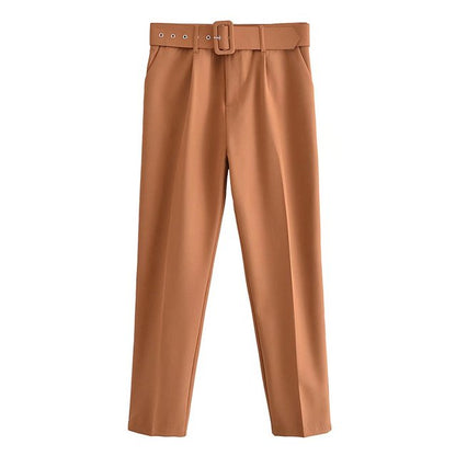 Pantalon Confort Femme Taille Élevée avec Ceinture Élastique