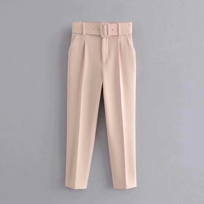 Pantalon Confort Femme Taille Élevée avec Ceinture Élastique