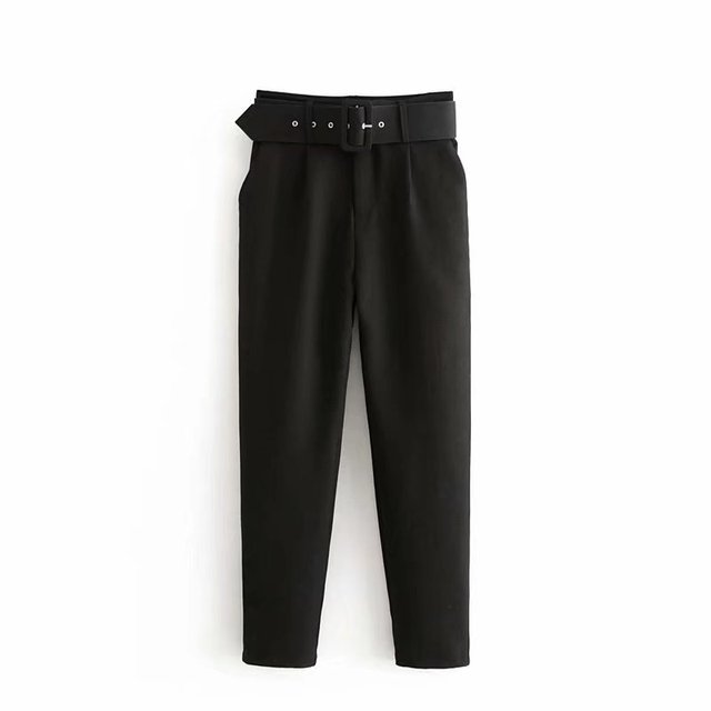 Pantalon Confort Femme Taille Élevée avec Ceinture Élastique