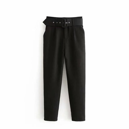 Pantalon Confort Femme Taille Élevée avec Ceinture Élastique