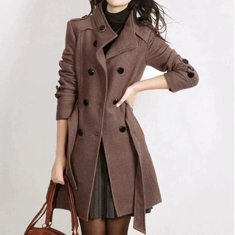 Manteau Femme Élégant Taille Cintrée - LuxeStyle