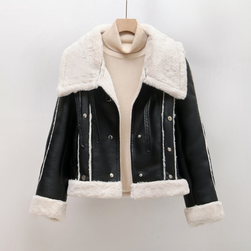 Veste Cuir Similicuir Élégante pour Femme Hiver - LuxeStyle