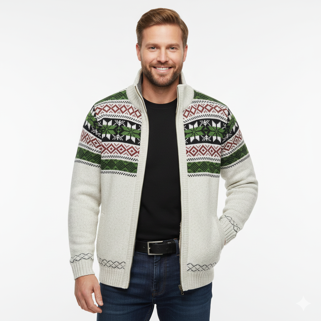 Gilet Polaire Homme Élégant – Veste Hiver à Capuchon & Imprimé Nordique - LuxeStyle