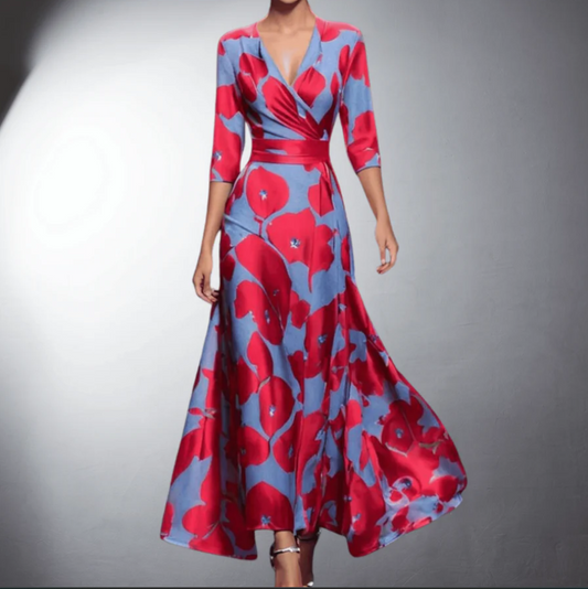 Robe Femme Élégante Floral avec Taille Cintrée & Tissu Aérien - LuxeStyle