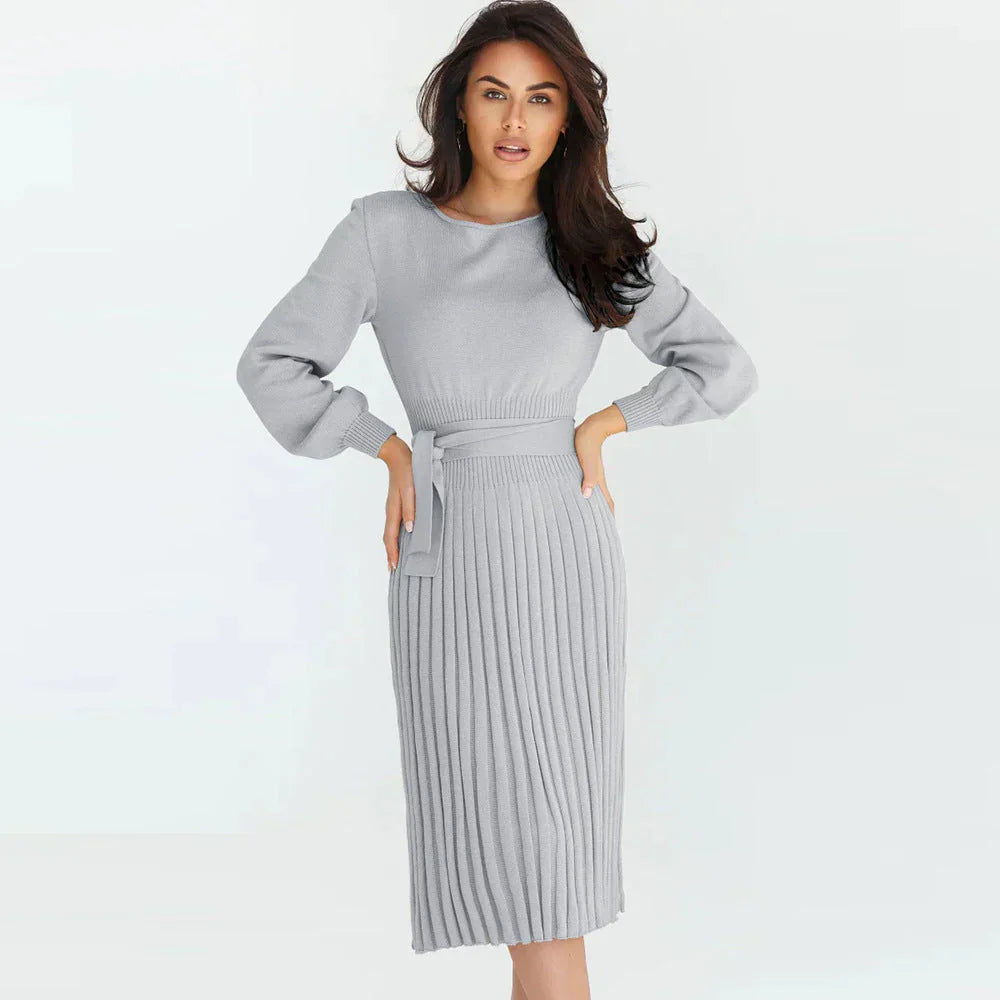 Robe tricotée femme élégante taille mi-longue - LuxeStyle