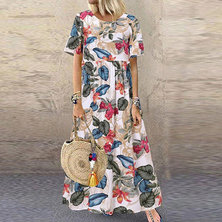 Robe Été Florale Manches Courtes pour Femme - LuxeStyle