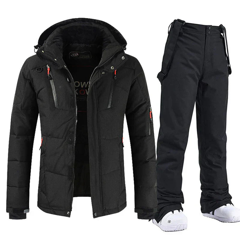 Combinaison Ski Homme Noir Élégant avec Capuche - LuxeStyle
