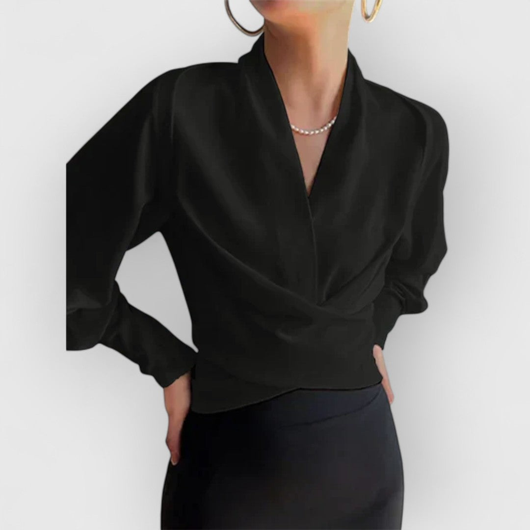 Blouse Féminine Élégante Manches Voilées pour Femme