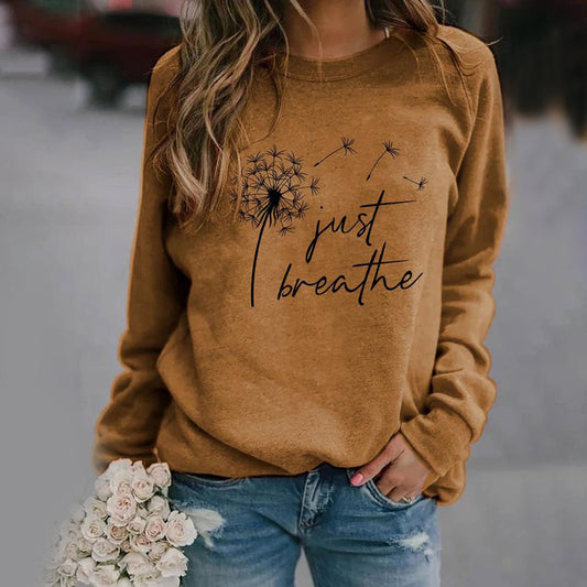 Sweat-shirt décontracté à manches longues col rond - LuxeStyle