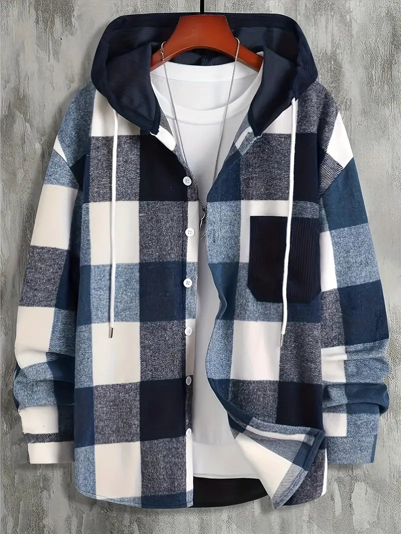 Veste à Capuche Homme Carreaux Mode & Détente Relaxe