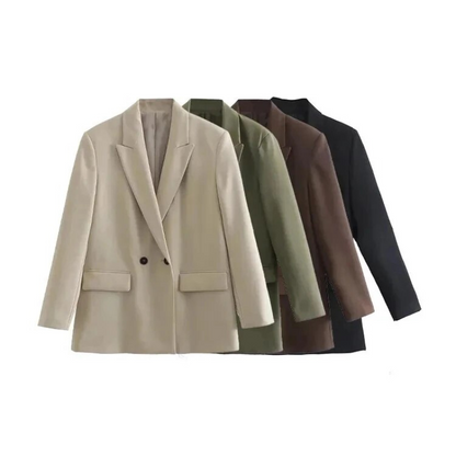Blazer Féminin Décontracté – Manteau Chic à Fermeture Éclair en Laine de Luxe - LuxeStyle